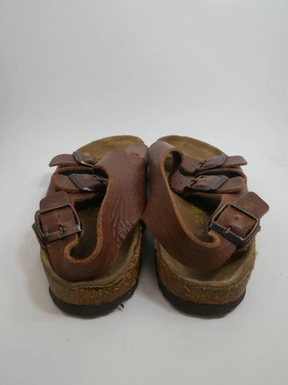 Birkenstock Milano Sz 38 Narrow US 7 - 7.5 Sandals Leather Brown Strappy Casual
